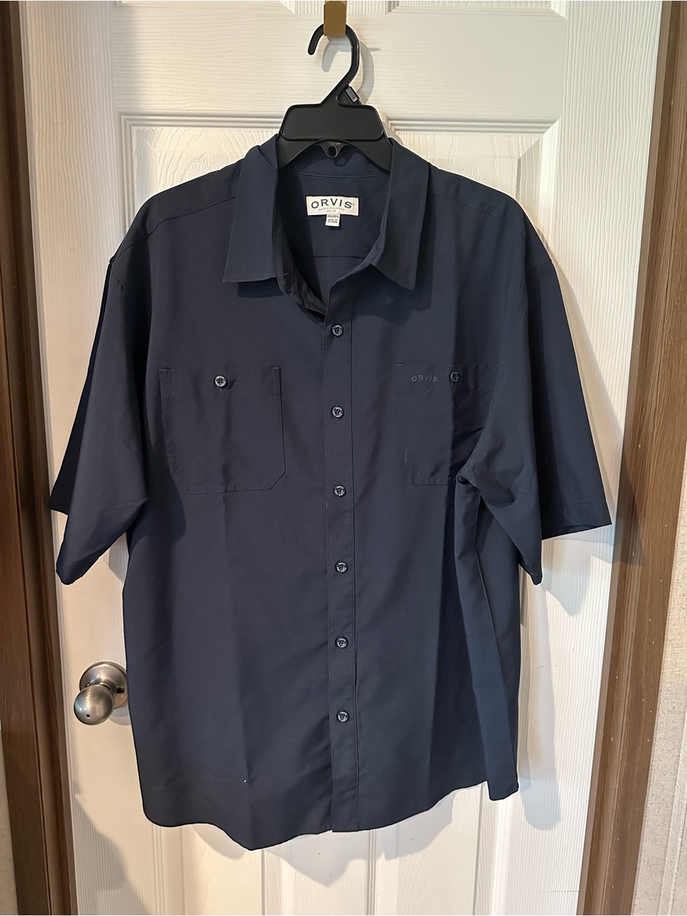 Orvis Men's Navy Short-Sleeve Button-Up Shirt XXL